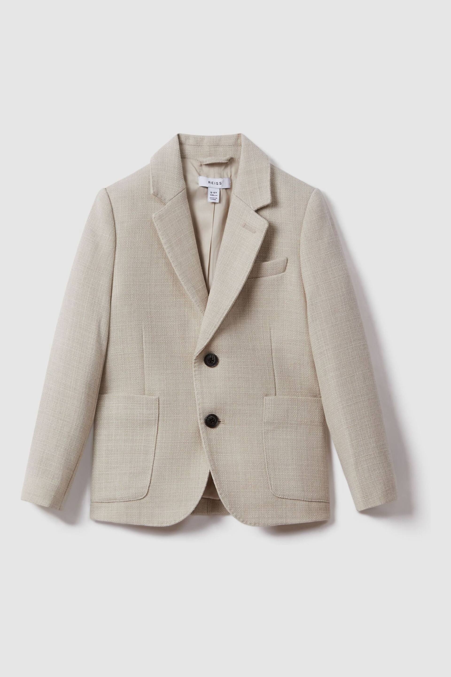 Reiss Stone Attire Teen Textured Wool Blend Single Breasted Blazer - Image 1 of 4