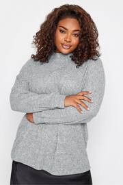 YOURS LUXURY Curve Grey Ribbed Jumper - Image 1 of 4