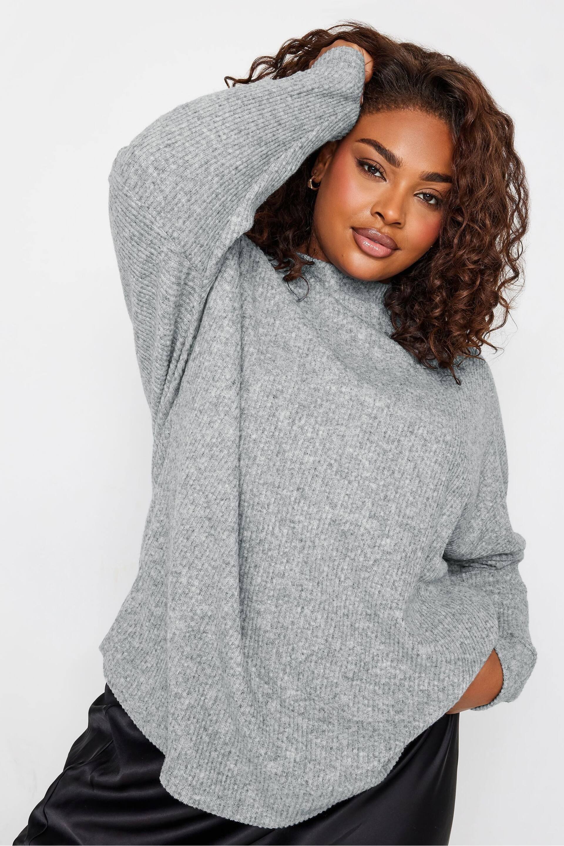 YOURS LUXURY Curve Grey Ribbed Jumper - Image 4 of 4