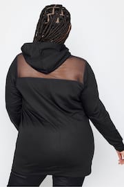 Yours Curve Black Mesh Panel Sweatshirt - Image 2 of 4