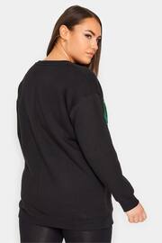 Yours Curve Black Embroidered Slogan Sweatshirt - Image 2 of 4
