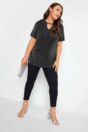 Yours Curve Black Cut Out Neck T-Shirt - Image 3 of 4