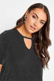 Yours Curve Black Cut Out Neck T-Shirt - Image 4 of 4