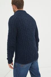 FatFace Blue Funtley Cable Half Neck Jumper - Image 2 of 5