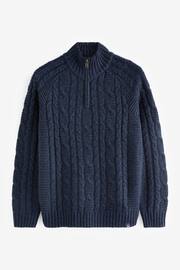FatFace Blue Funtley Cable Half Neck Jumper - Image 5 of 5