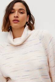 Oliver Bonas Nepped Roll Neck Knitted Cream Jumper - Image 3 of 8