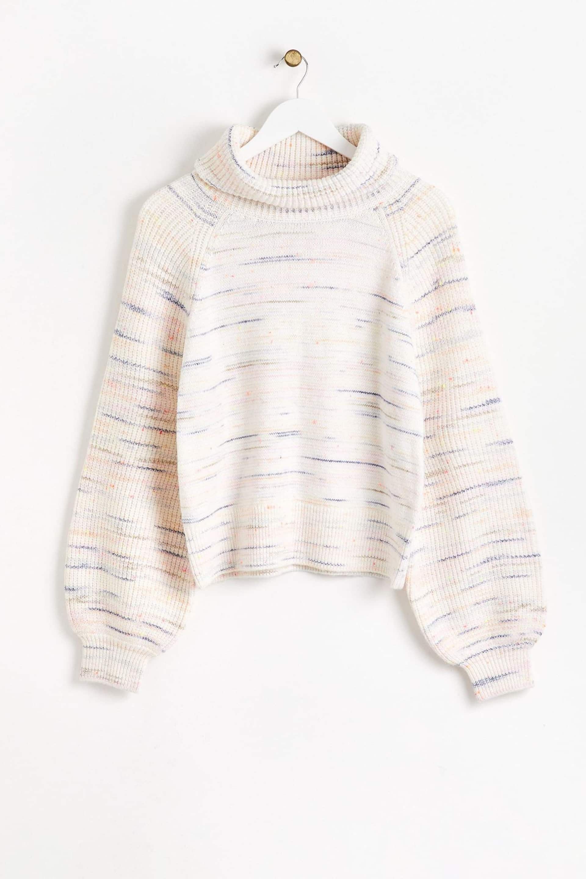 Oliver Bonas Nepped Roll Neck Knitted Cream Jumper - Image 4 of 8
