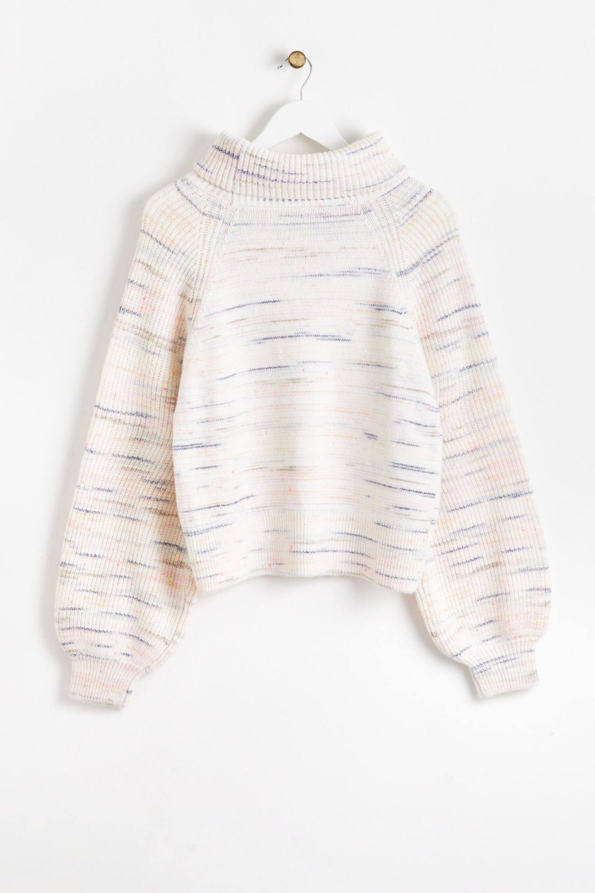 Oliver Bonas Nepped Roll Neck Knitted Cream Jumper - Image 5 of 8