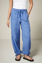 Blue Linen Blend Parachute Trousers - Image 2 of 7