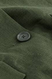 Khaki Green Linen Blend Long Line Waistcoat - Image 6 of 6