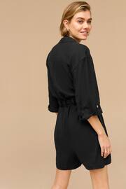 Black Utility Playsuit with Linen - Image 3 of 6