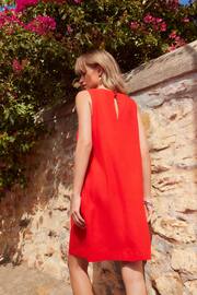 Red Square Neck Shift Mini Dress With Linen - Image 2 of 6