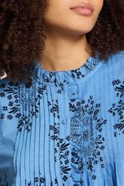 White Stuff Blue Fia Frill Neck Top - Image 4 of 7