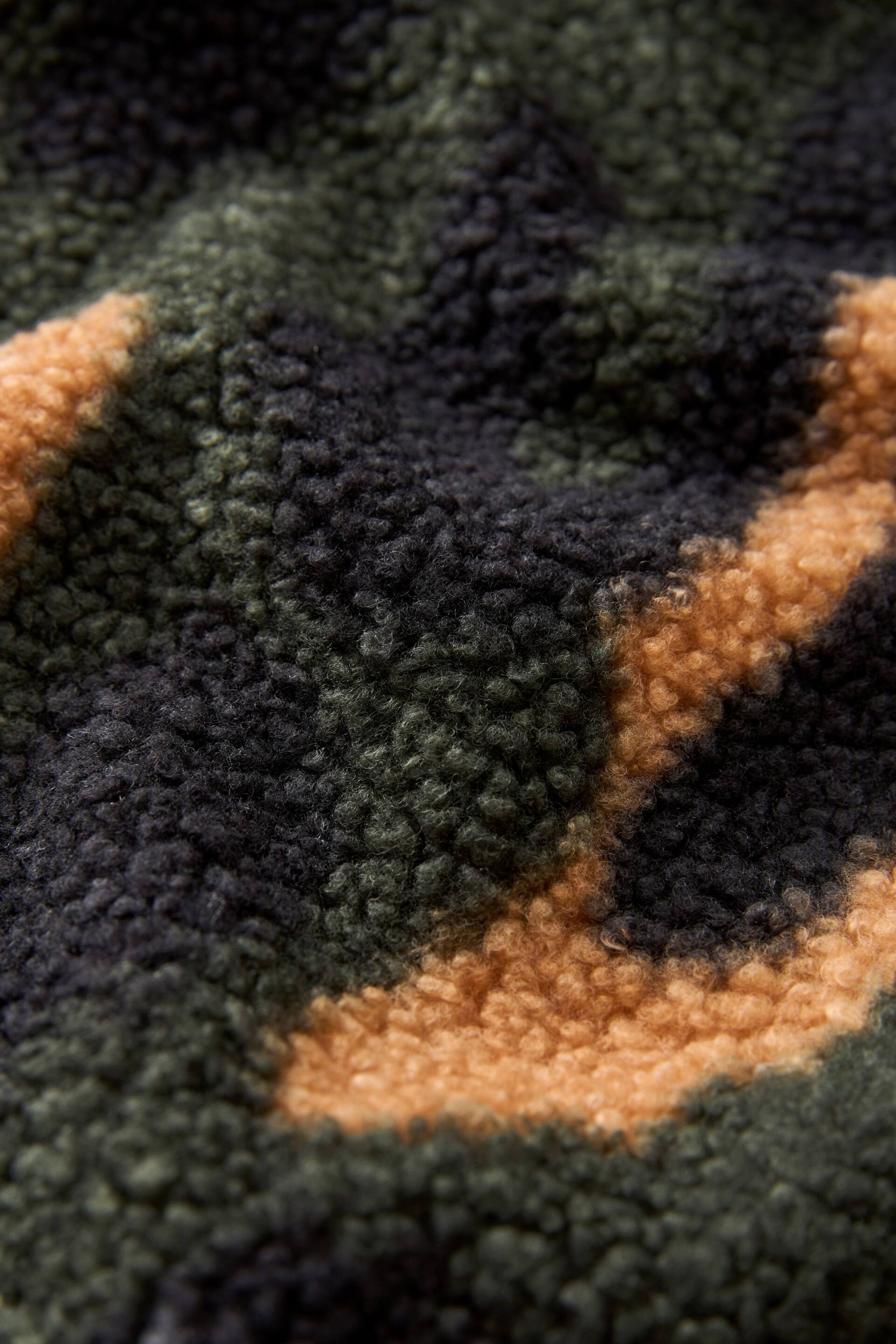 Khaki Green Animal Outdoor Next Elements Hooded Teddy Borg Quarter Zip Fleece - Image 7 of 7