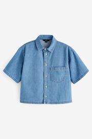 Mid Blue Short Sleeve Lightweight Denim Shirt - Image 5 of 6