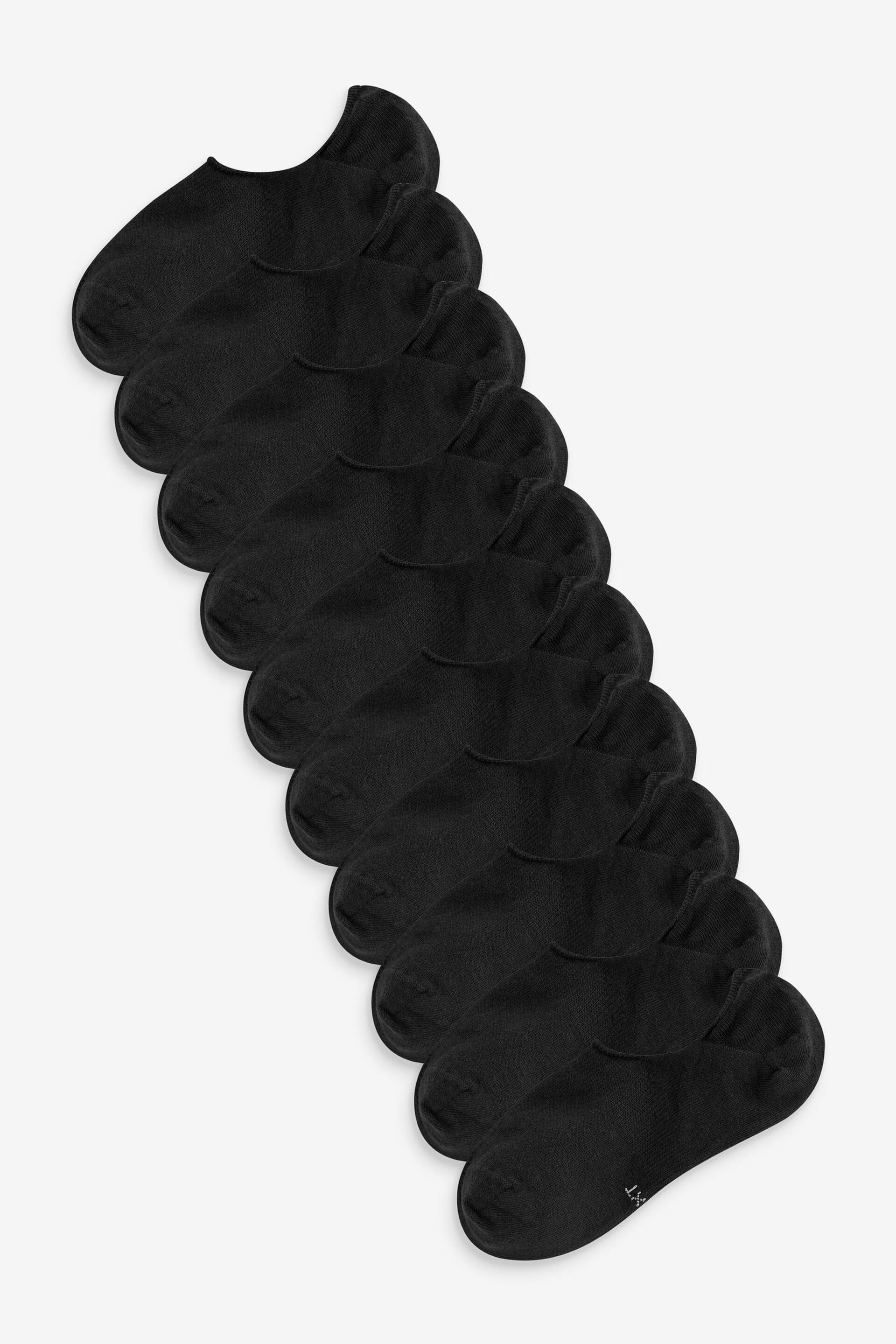 Black 10 Pack Invisible Trainers Socks - Image 1 of 4