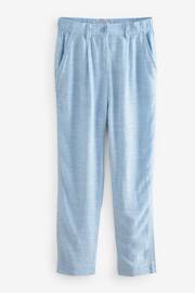 Light Blue Linen Blend Taper Trousers - Image 5 of 6