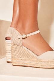 Lipsy Cream Wide FIt Mid Platform Closed Toe Espadrille Wedge Sandal - Image 4 of 4