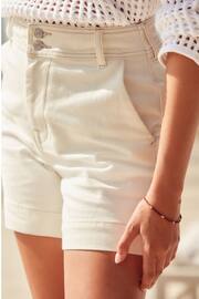 Ecru White Double Button Denim Shorts - Image 4 of 5