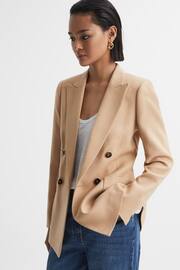 Reiss Light Camel Larsson Double Breasted Twill Blazer - Image 1 of 7