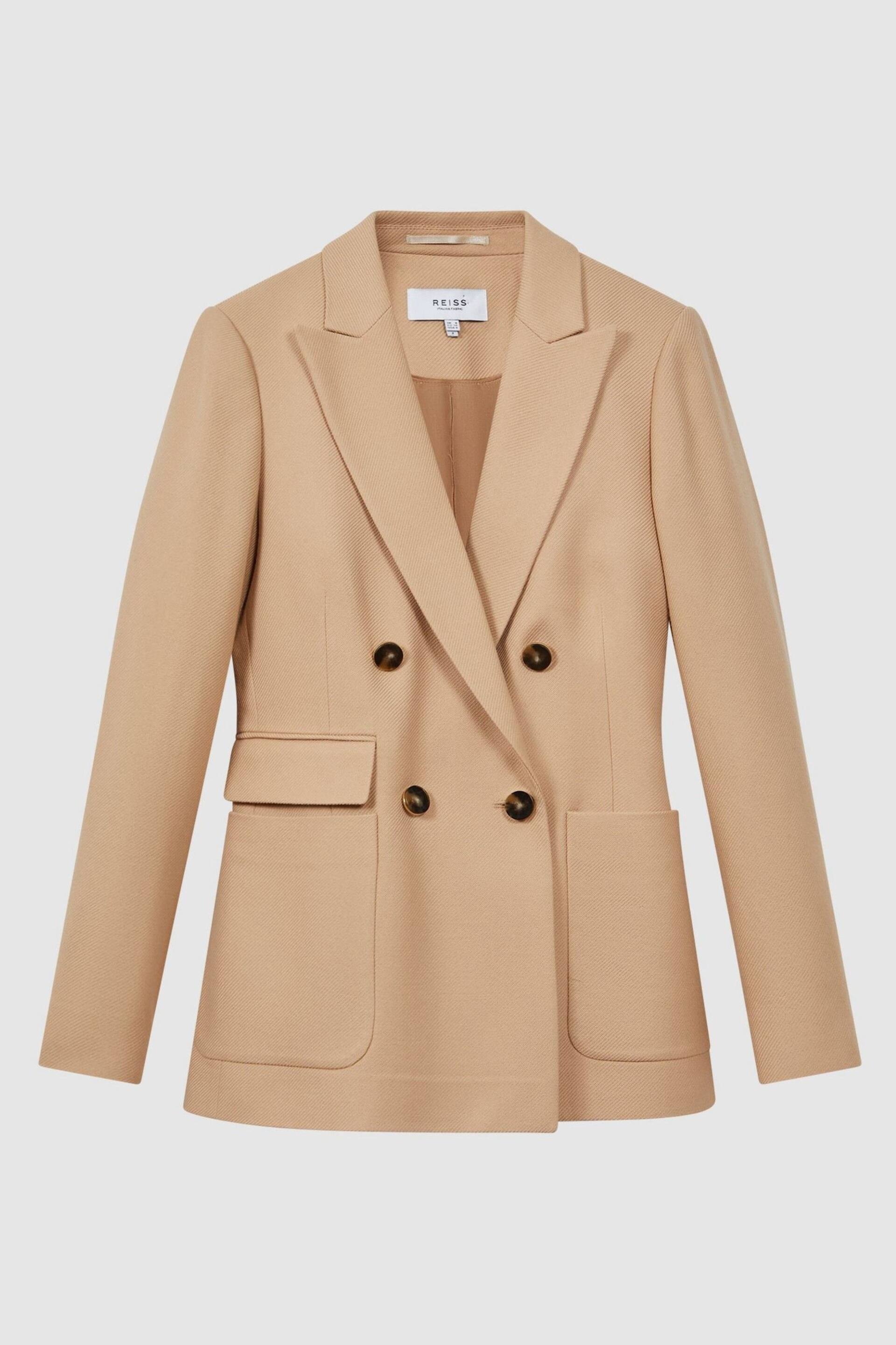 Reiss Light Camel Larsson Petite Double Breasted Twill Blazer - Image 2 of 8
