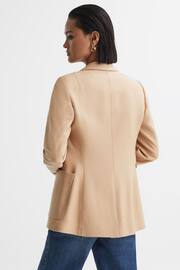 Reiss Light Camel Larsson Petite Double Breasted Twill Blazer - Image 5 of 8
