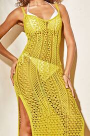 Lipsy Yellow Crochet Knit Maxi Dress - Image 3 of 5