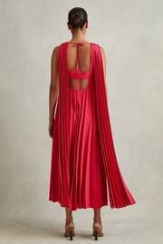 Reiss Coral Loreli Pleated Cape Sleeve Midi Dress - Image 3 of 5