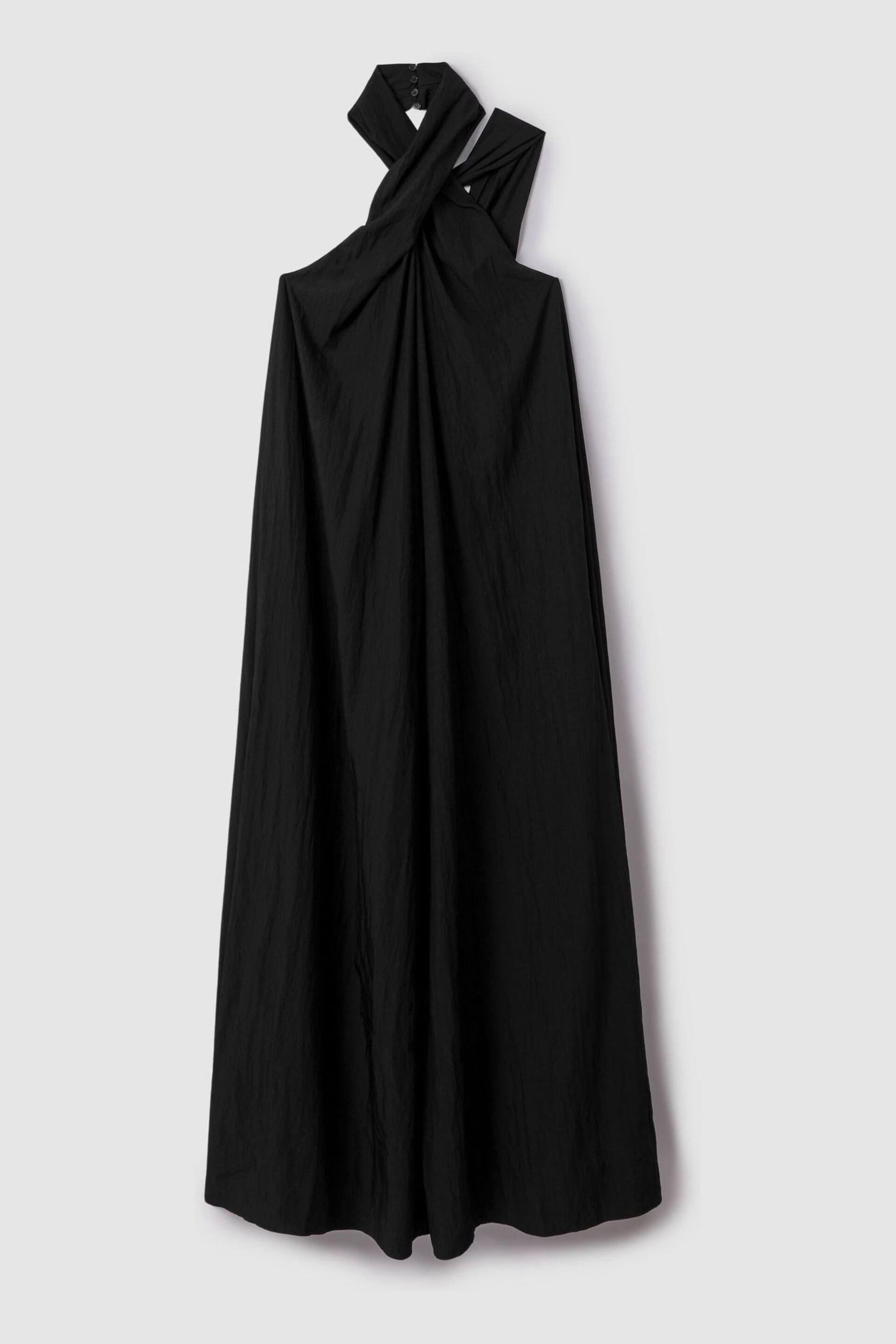 Reiss Black Phoebe Taffeta Halter Neck Maxi Dress - Image 2 of 6