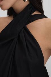 Reiss Black Phoebe Taffeta Halter Neck Maxi Dress - Image 3 of 6