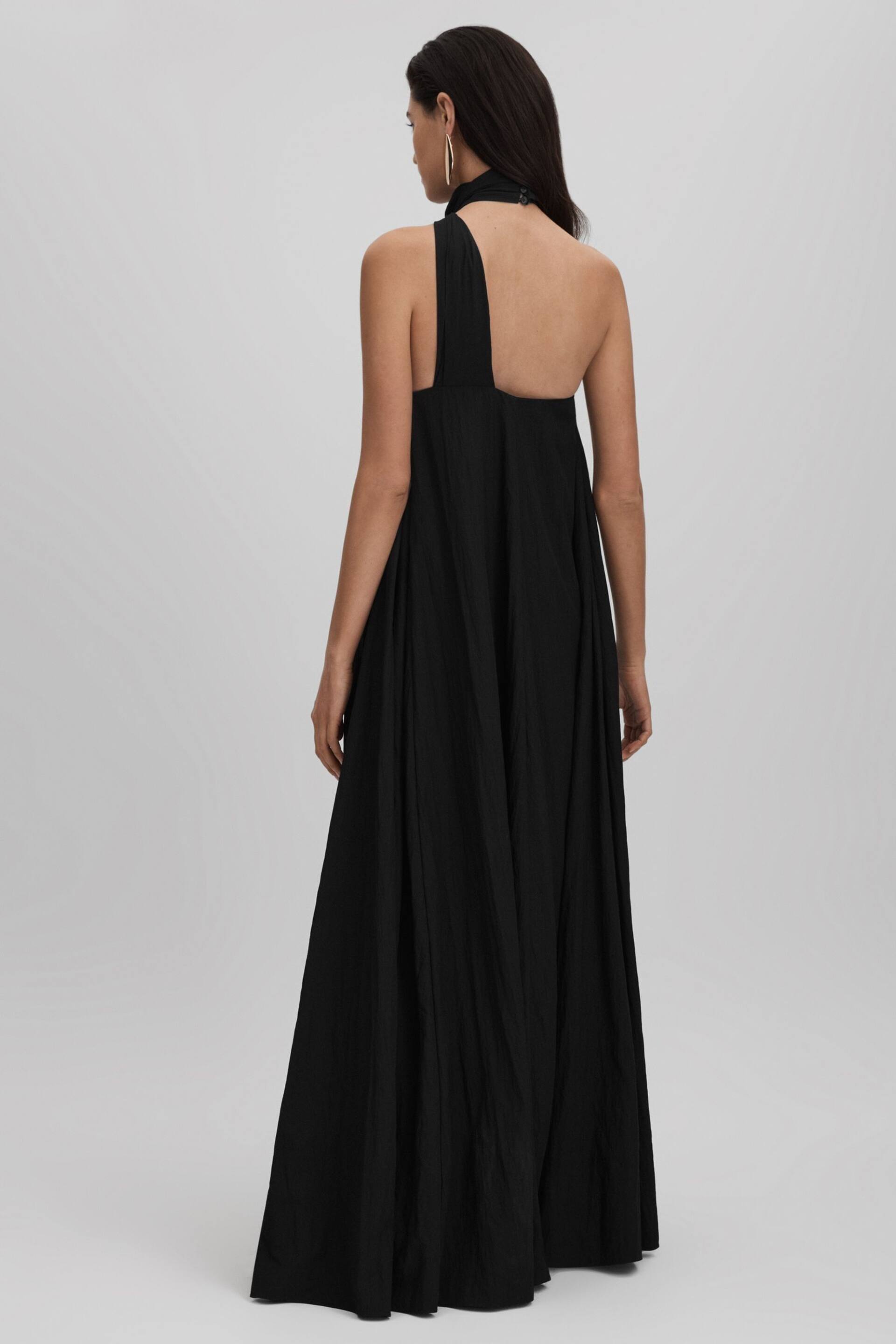 Reiss Black Phoebe Taffeta Halter Neck Maxi Dress - Image 4 of 6