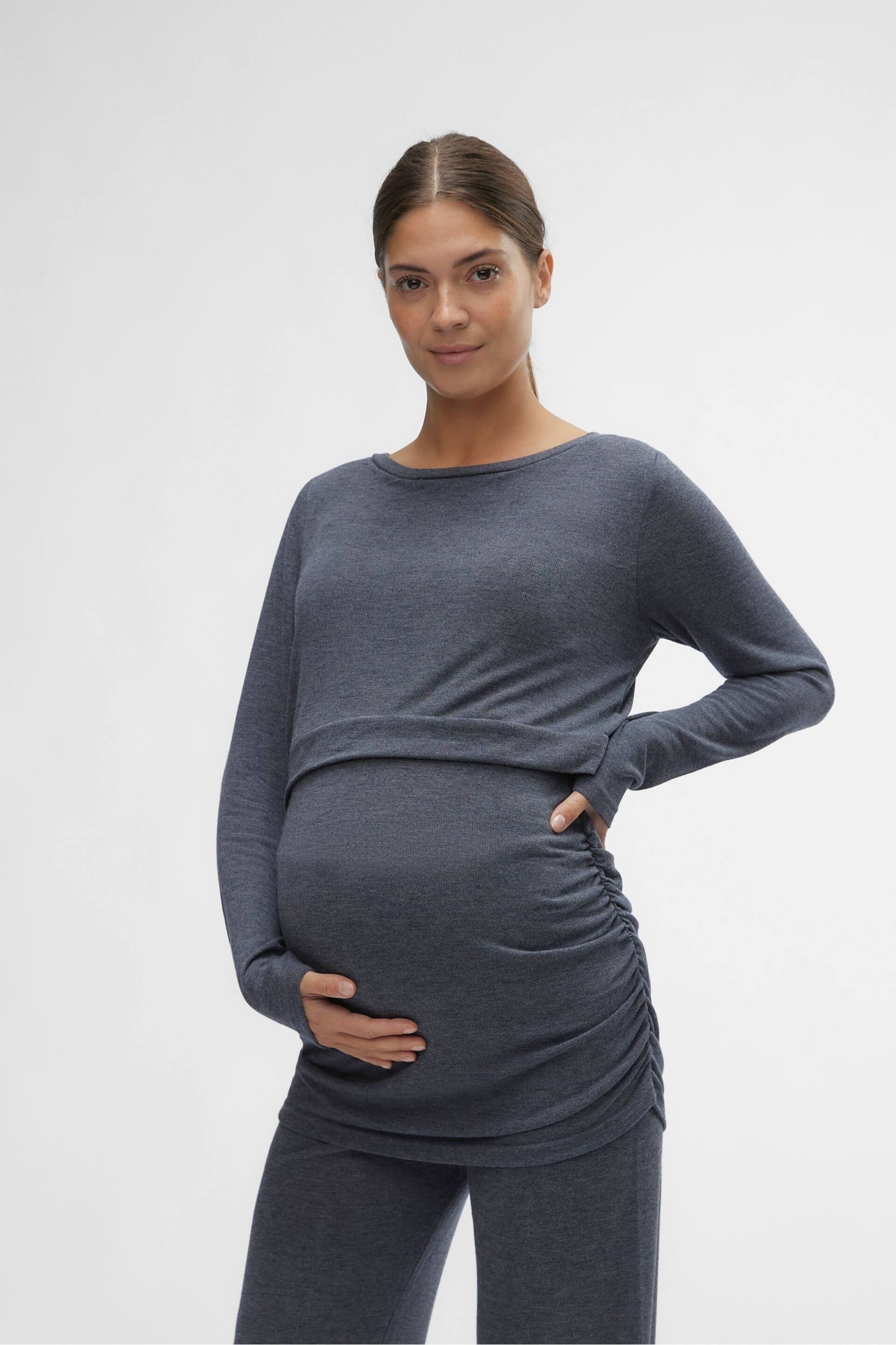 Mamalicious Grey Maternity Lightweight Knitted Jumper With Nursing Function - Image 1 of 6