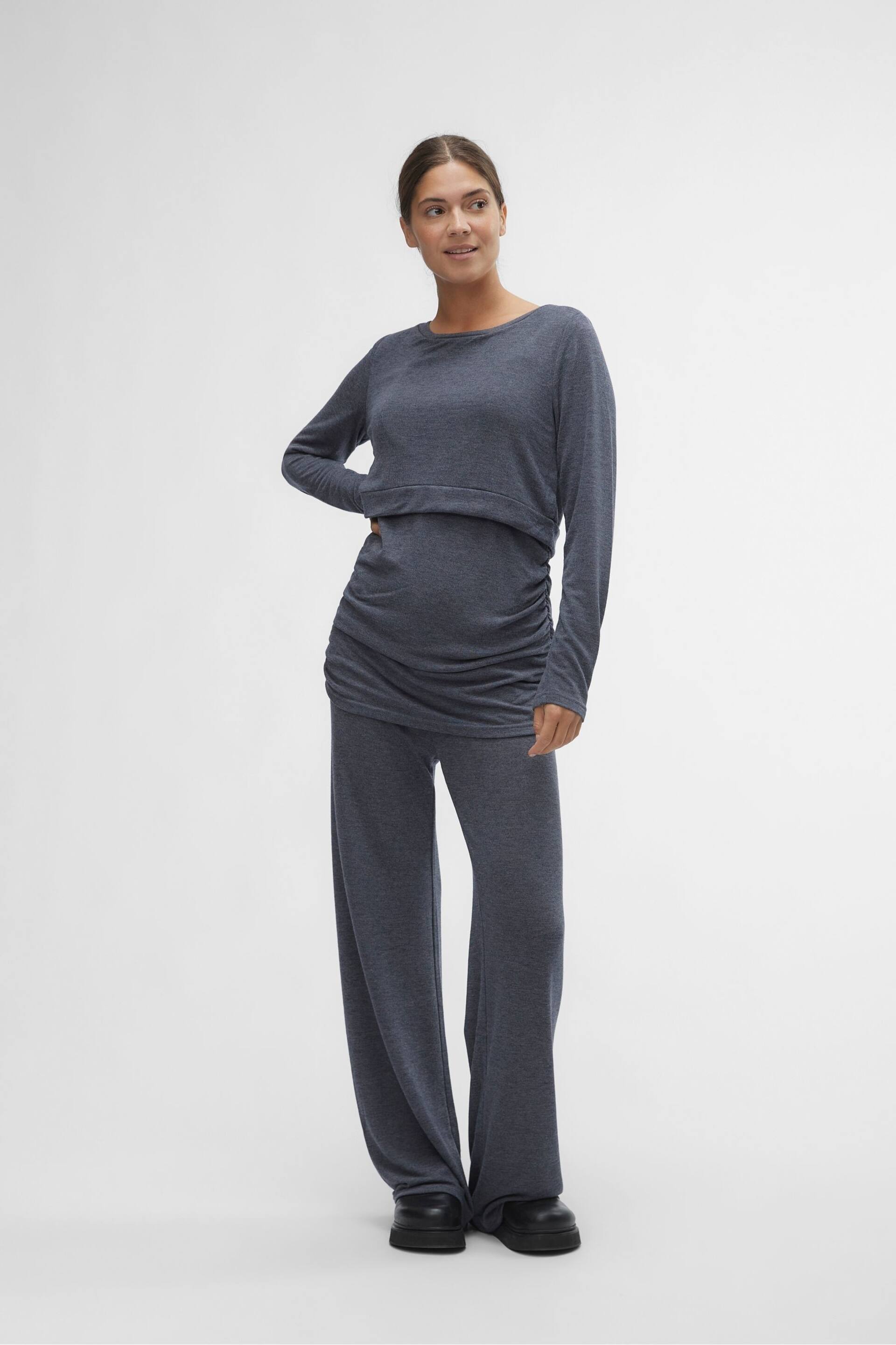 Mamalicious Grey Maternity Lightweight Knitted Jumper With Nursing Function - Image 4 of 6