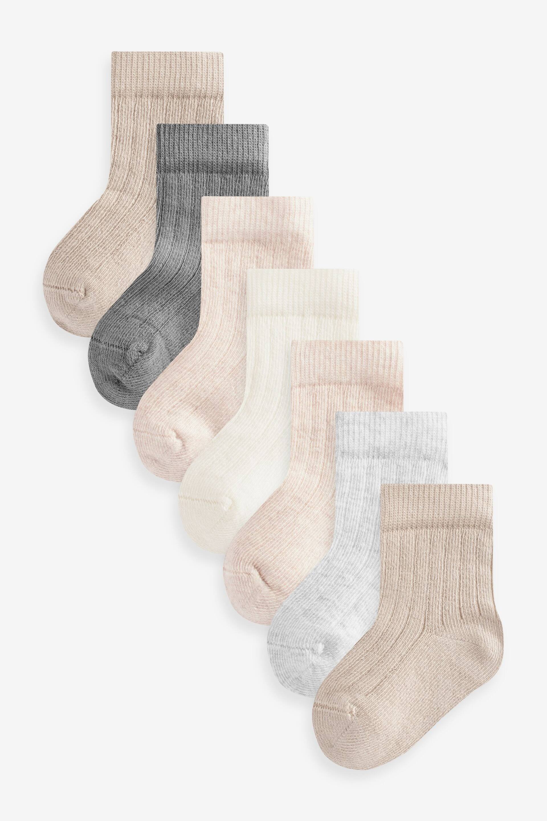 Brown 7 Pack Rib Baby Socks (0mths-2yrs) - Image 1 of 9