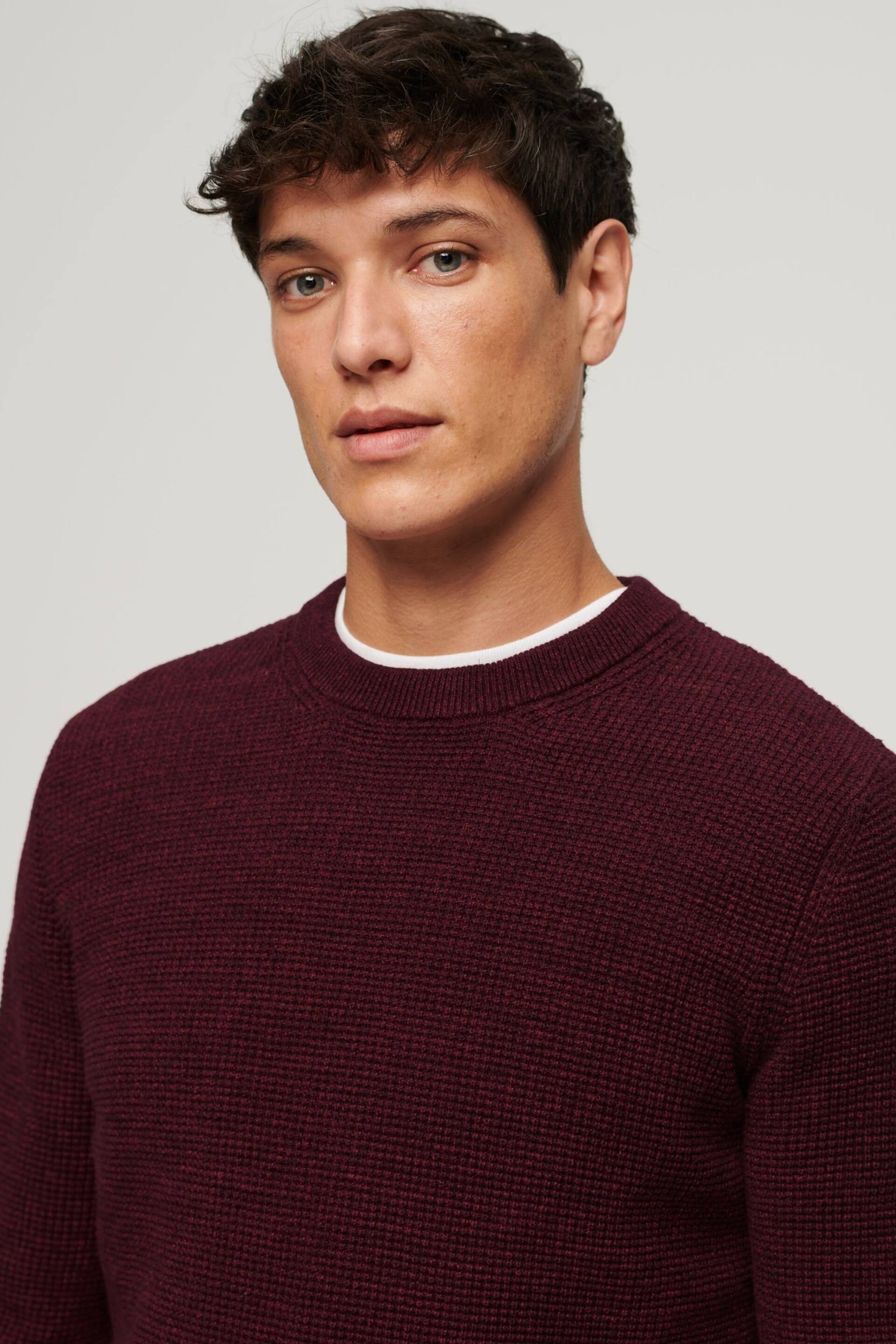 Superdry Red Textured Crew Knit Jumper - Image 3 of 3
