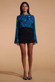 Dancing Leopard Blue Suvi Flare Sleeve Top - Image 3 of 4