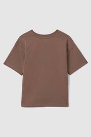 Reiss Mocha Selby Junior Oversized Cotton Crew Neck T-Shirt - Image 2 of 3