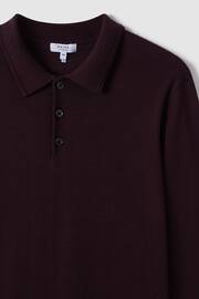 Reiss Bordeaux Trafford Merino Wool Polo Shirt - Image 5 of 7