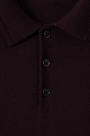 Reiss Bordeaux Trafford Merino Wool Polo Shirt - Image 6 of 7