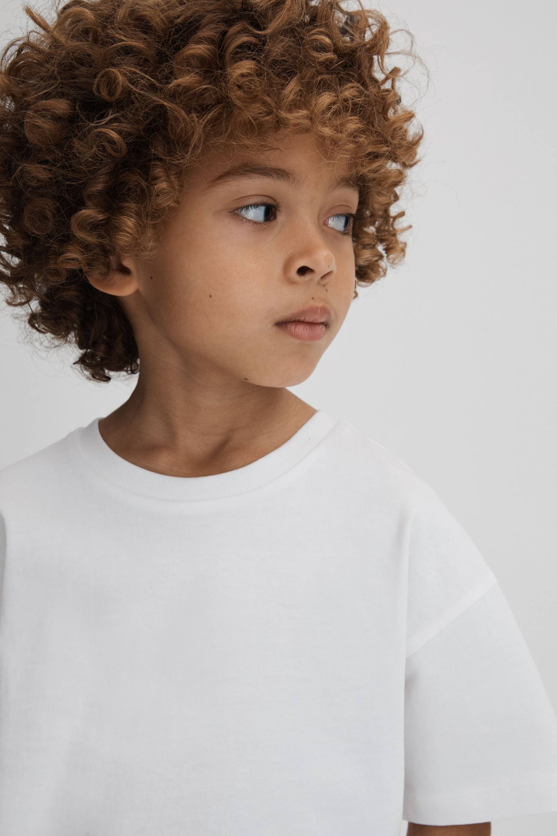 Reiss White Selby Junior Oversized Cotton Crew Neck T-Shirt - Image 2 of 6