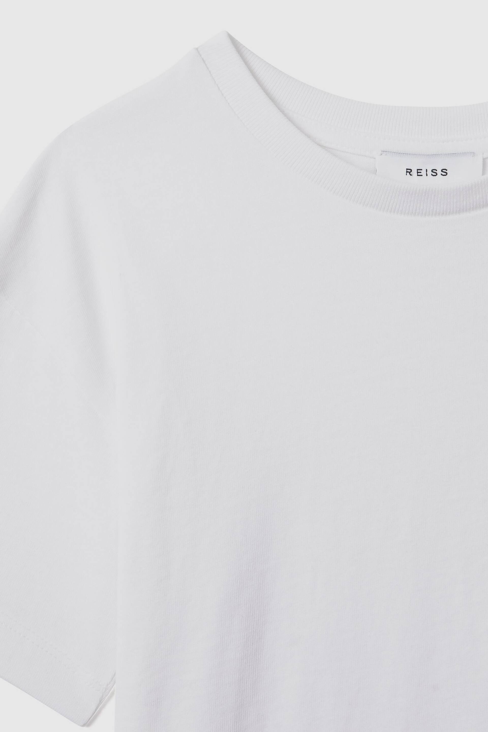 Reiss White Selby Junior Oversized Cotton Crew Neck T-Shirt - Image 4 of 6