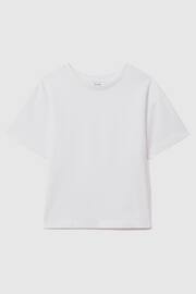 Reiss White Selby Junior Oversized Cotton Crew Neck T-Shirt - Image 5 of 6