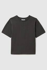 Reiss Washed Black Selby Junior Oversized Cotton Crew Neck T-Shirt - Image 2 of 4