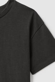 Reiss Washed Black Selby Junior Oversized Cotton Crew Neck T-Shirt - Image 4 of 4