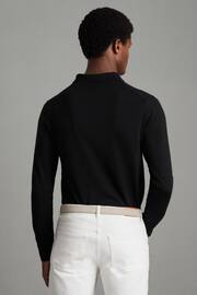 Reiss Black Trafford Merino Wool Polo Shirt - Image 4 of 7