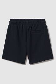 Reiss Navy Hester Senior Textured Cotton Drawstring Shorts - Image 2 of 3