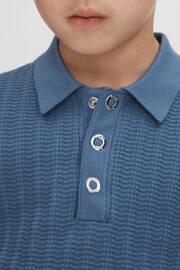 Reiss Cornflower Blue Pascoe Junior Textured Modal Blend Polo Shirt - Image 4 of 6