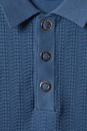 Reiss Cornflower Blue Pascoe Junior Textured Modal Blend Polo Shirt - Image 6 of 6