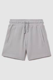 Reiss Silver Hester Junior Textured Cotton Drawstring Shorts - Image 1 of 3