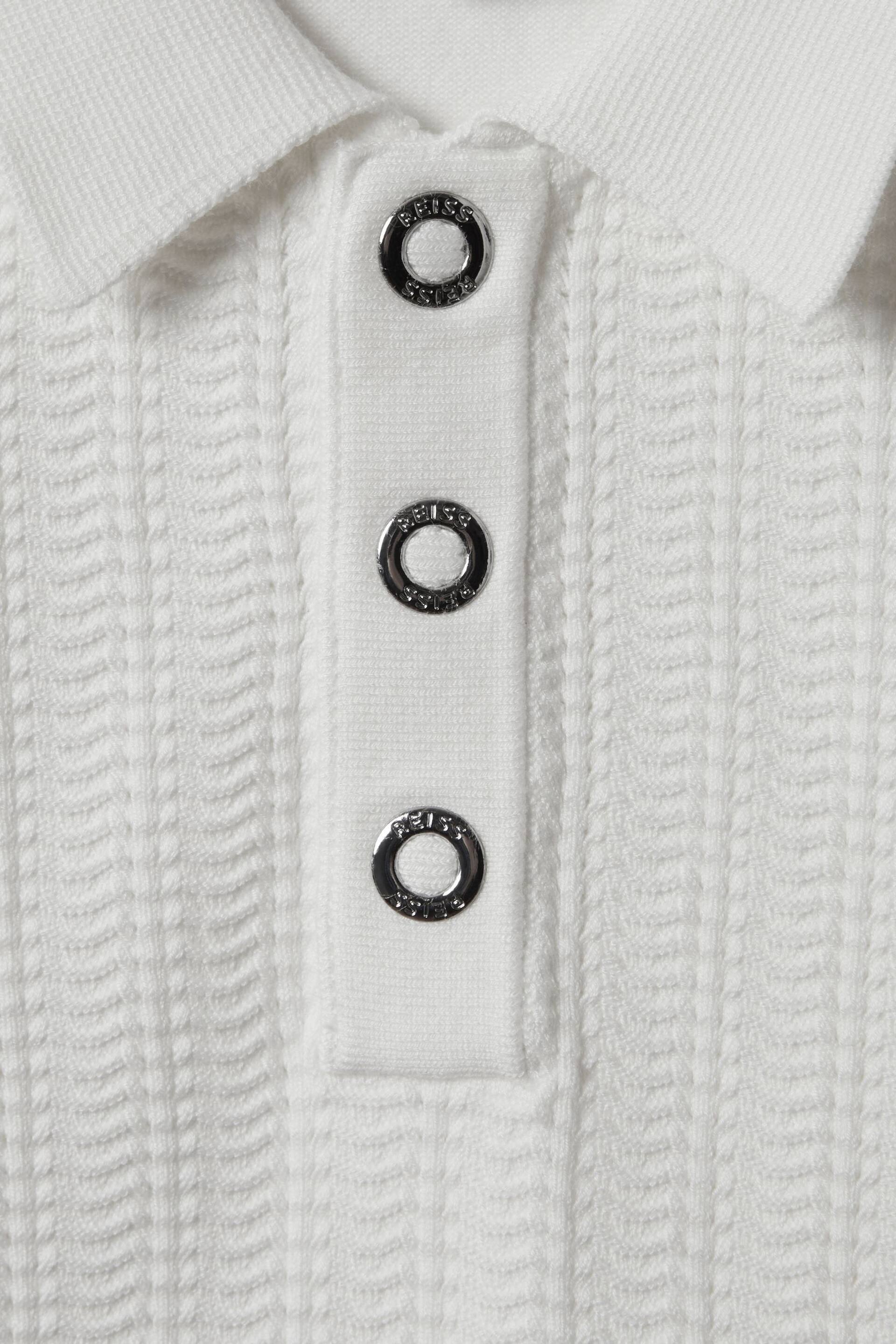 Reiss White Pascoe Junior Textured Modal Blend Polo Shirt - Image 3 of 3